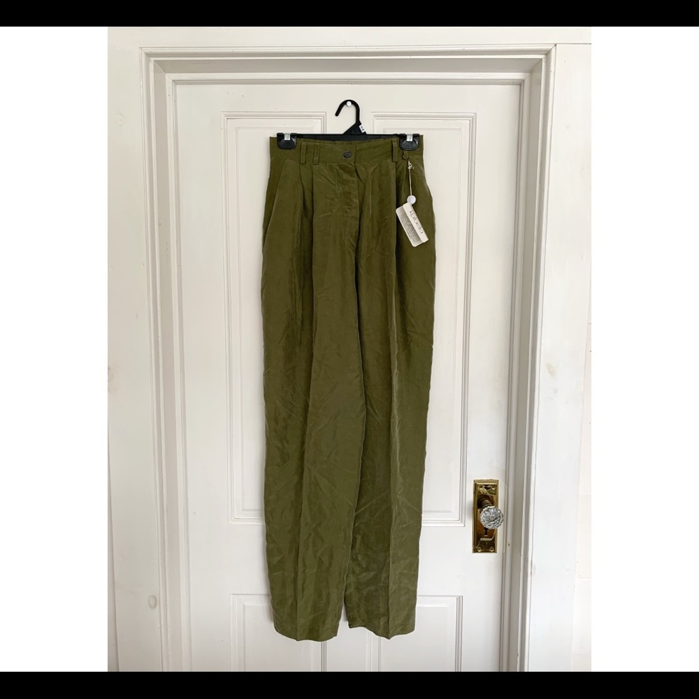 Rafaella Silk Pants - Olive - Womens M